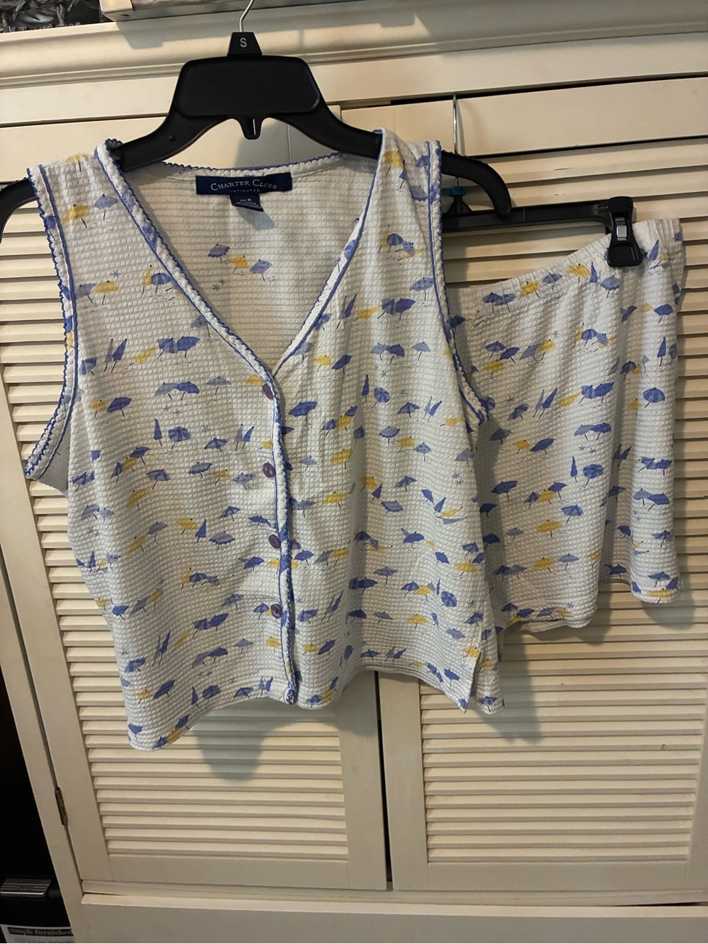 Vintage Charter Club White Sleeveless Top & Short PJ Set